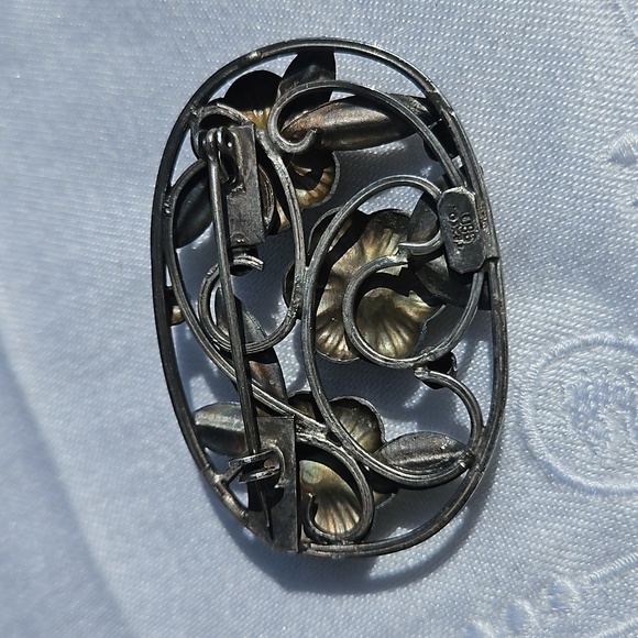 Vintage 980 Mexican Taxco Silver Amethyst Margarita Oval Brooch #109 - Picture 3 of 4